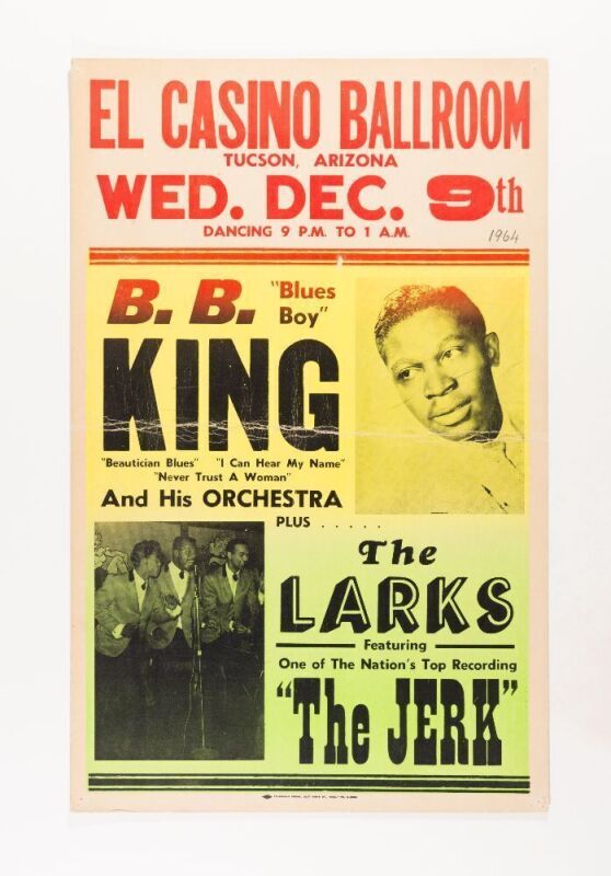 1964 B.B. King The Larks El Casino Ballroom Tuscon Cardboard Poster Extra Fine 61