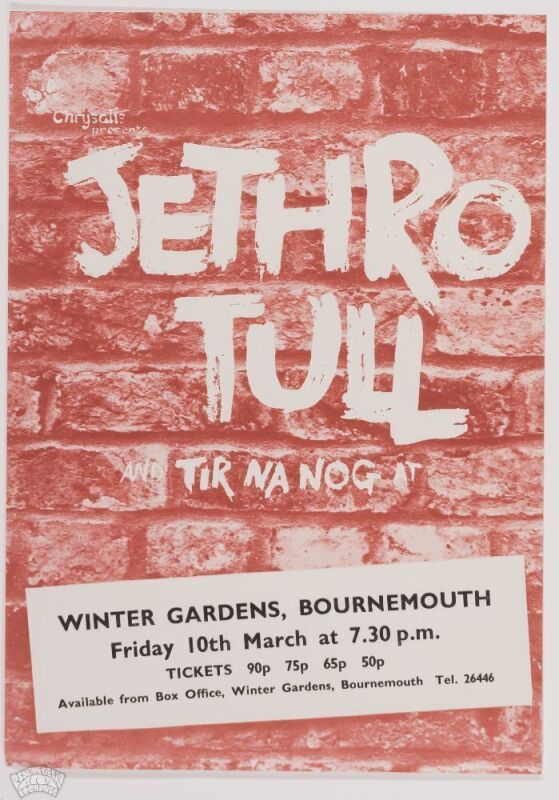 1972 Jethro Tull The Winter Gardens Bournemouth UK Handbill Mint 93
