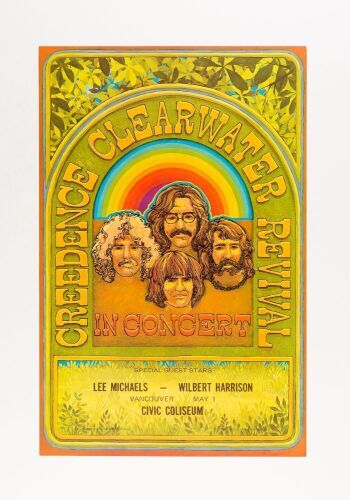 1970 Creedence Clearwater Revival Vancouver Civic Coliseum Poster Mint 91