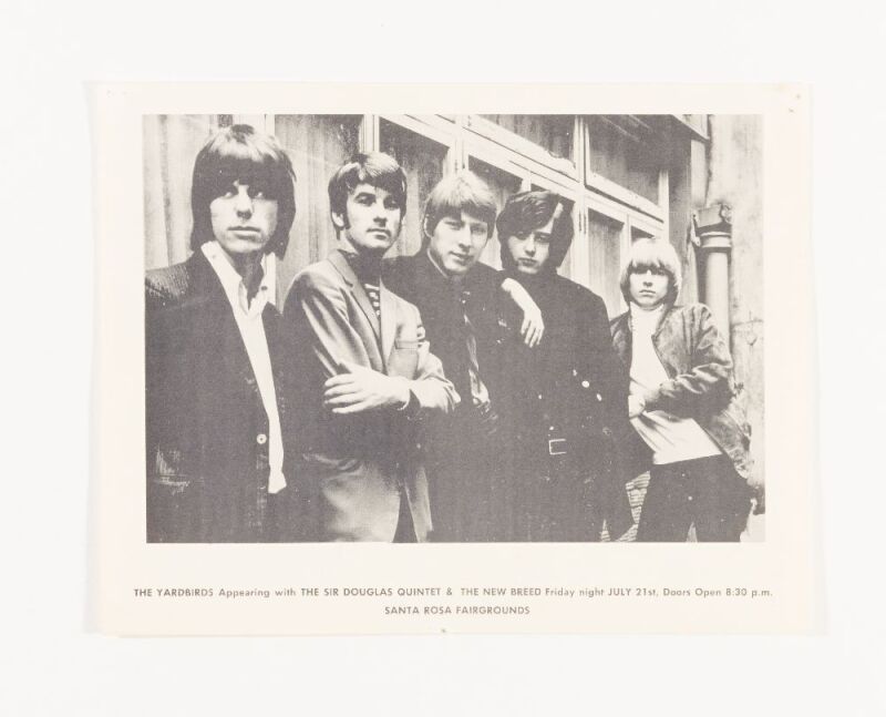 1967 The Yardbirds Santa Rosa Fairgrounds Handbill Extra Fine 65