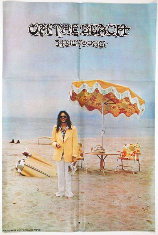 1974 Neil Young On The Beach Warner Brothers Reprise Promotional Poster Near Mint 89