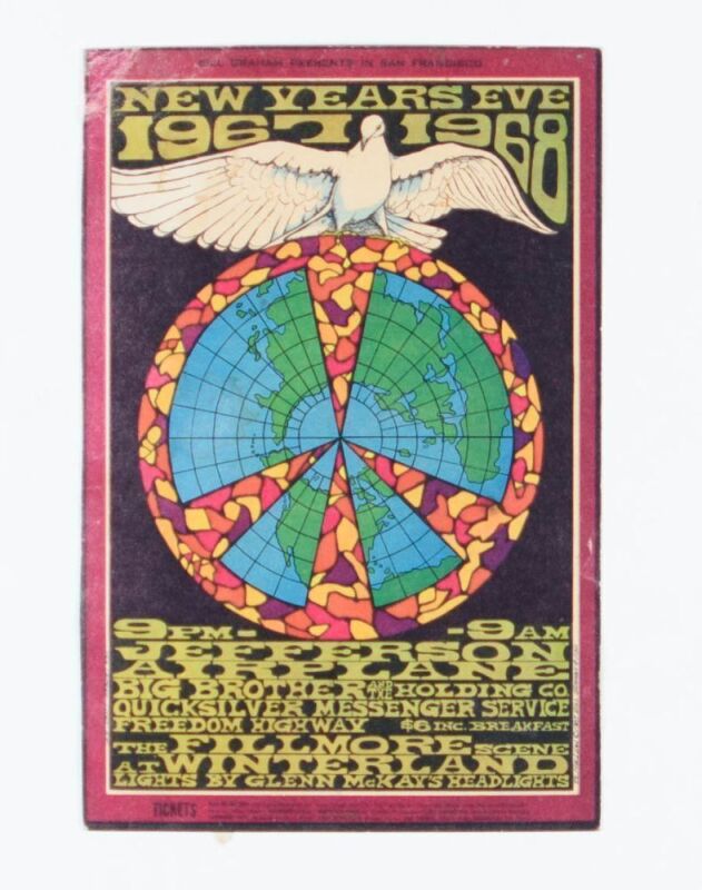 1967 BG-100 Jefferson Airplane Big Brother Janis Joplin NYE Winterland Postcard Extra Fine 69