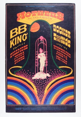 1968 BG-123 Frank Zappa The Mothers B.B. King Winterland & Fillmore Poster Extra Fine 67