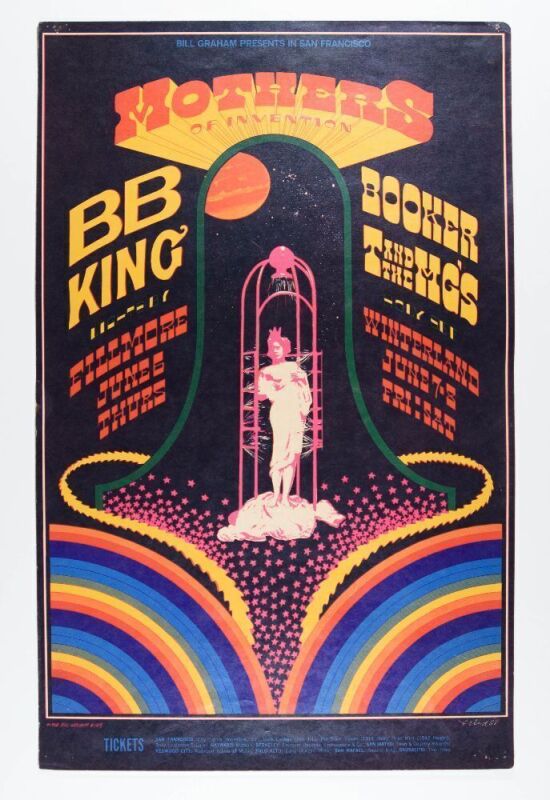 1968 BG-123 Frank Zappa The Mothers B.B. King Winterland & Fillmore Poster Extra Fine 67