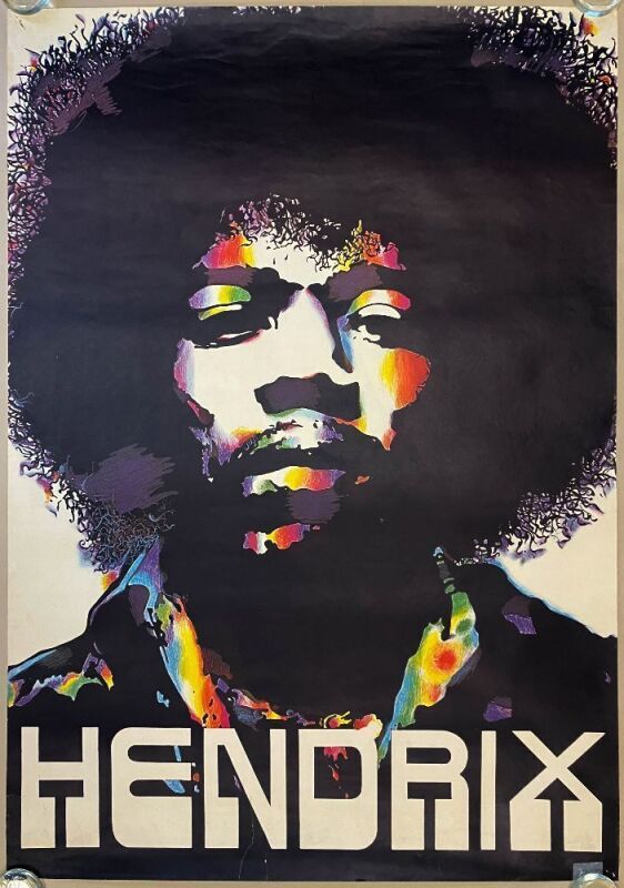 1969 Jimi Hendrix Rare Large Headshop Poster Extra Fine 69