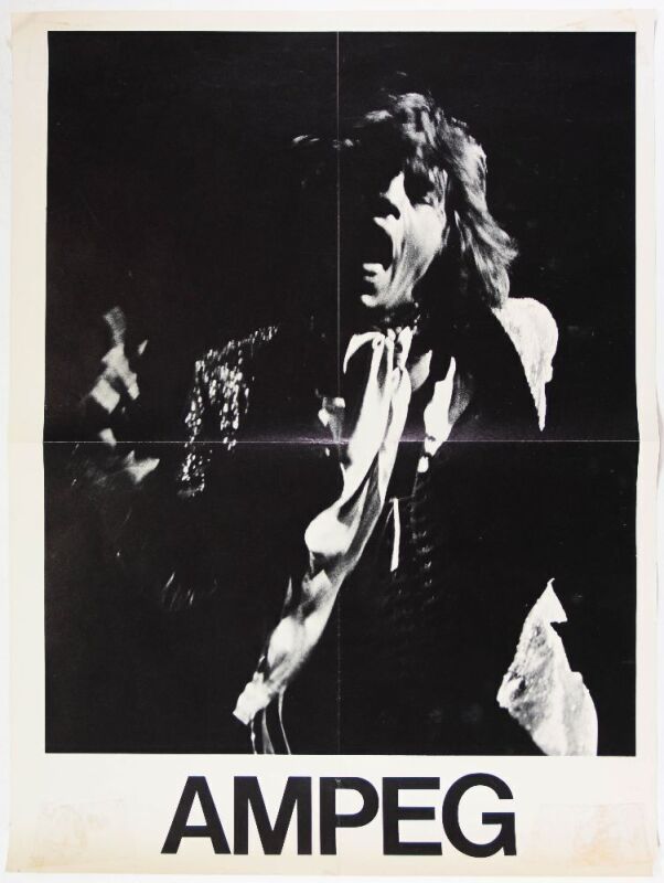1973 Mick Jagger AMPEG Promotional Poster Extra Fine 69