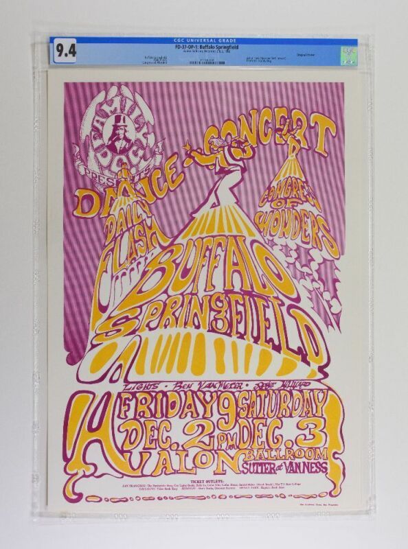 1966 FD-37 Buffalo Springfield Daily Flash Avalon Ballroom Poster CGC 9.4