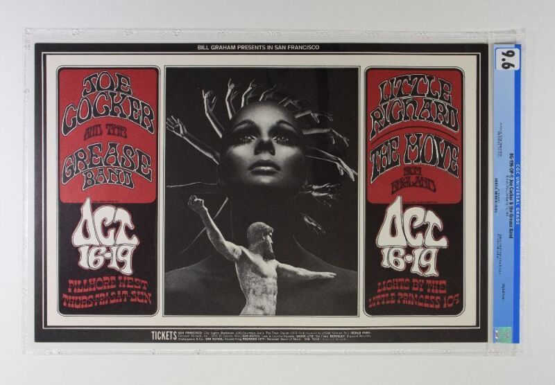 1969 BG-196 Little Richard Joe Cocker Fillmore West Poster CGC 9.6