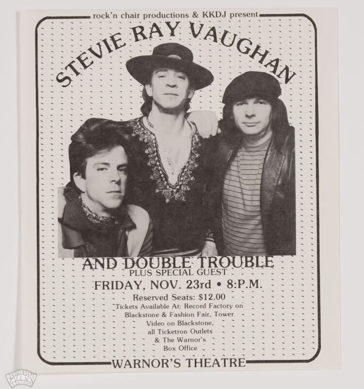 1984 Stevie Ray Vaughan Warnor's Theatre Fresno Handbill Mint 95