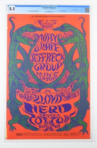 1968 BG-130 Moby Grape Jeff Beck Group Fillmore West Poster CGC 8.5