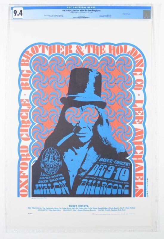 1966 FD-38 Big Brother Janis Joplin Oxford Circle Avalon Ballroom RP2 Poster CGC 9.4