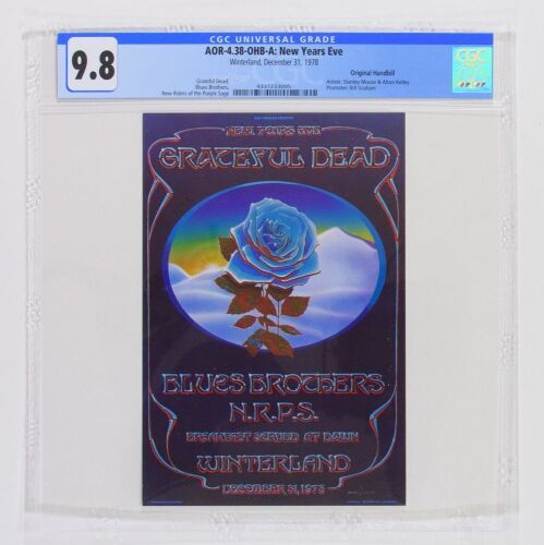 1978 AOR-4.38 Grateful Dead Winterland NYE Blue Rose Handbill CGC 9.8