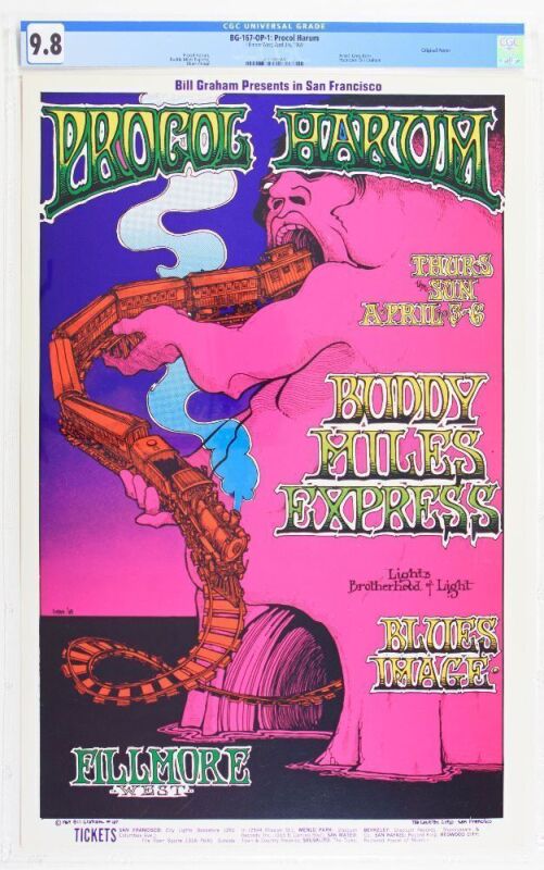 1969 BG-167 Procul Harum Buddy Miles Express Fillmore West Poster CGC 9.8