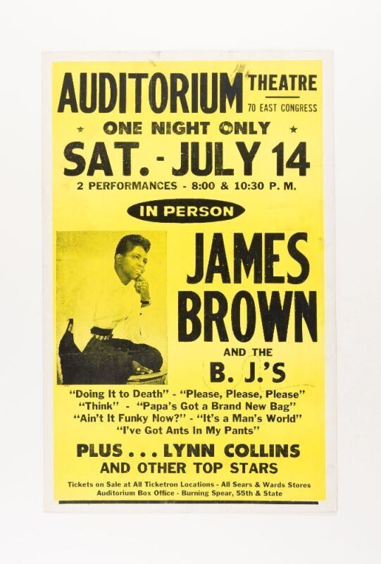 1973 James Brown Chicago Auditorium Theatre Cardboard Poster Extra Fine 65