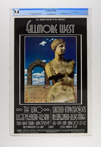 1969 BG-178 The Who Santana Ike & Tina Turner Fillmore West Poster CGC 9.8