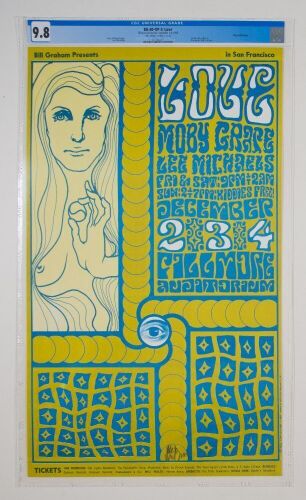 1966 BG-40 Love Moby Grape Fillmore Auditorium Signed Wilson Poster CGC 9.8