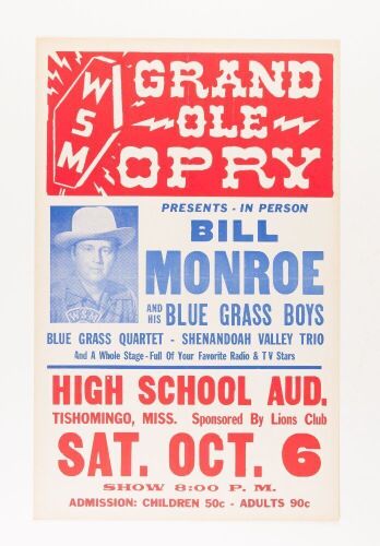 1956 Bill Monroe Tishomingo High School Auditorium Hatch Cardboard Poster Extra Fine 63