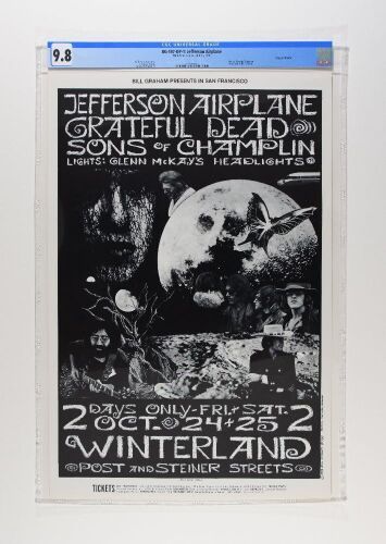 1969 BG-197 Jefferson Airplane Grateful Dead Winterland Poster CGC 9.8