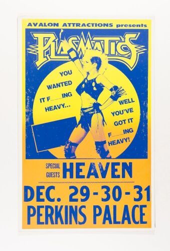 1982 The Plasmatics Perkins Palace Pasadena Cardboard Poster Excellent 77