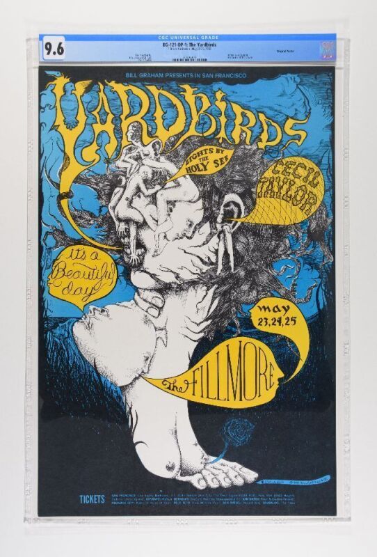 1968 BG-121 The Yardbirds It’s a Beautiful Day Fillmore Auditorium Poster CGC 9.6