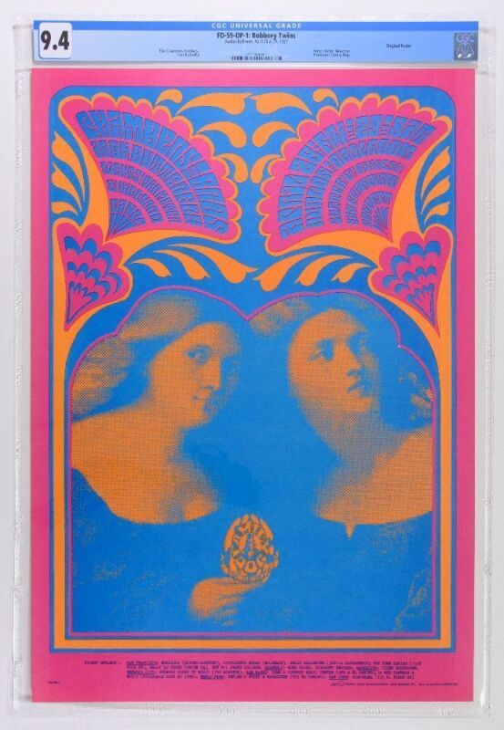 1967 FD-59 Iron Butterfly Chambers Brothers Avalon Ballroom Poster CGC 9.4