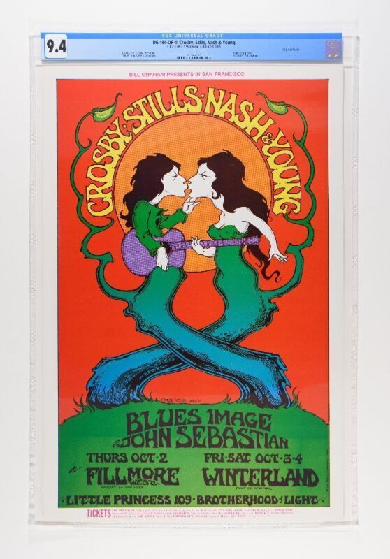 1969 BG-194 Crosby Stills Nash & Young Fillmore West & Winterland Poster CGC 9.4