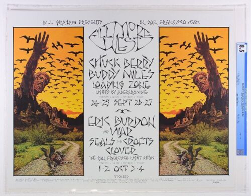 1970 BG-250 Chuck Berry Buddy Miles Eric Burdon & War Fillmore West Poster CGC 8.5