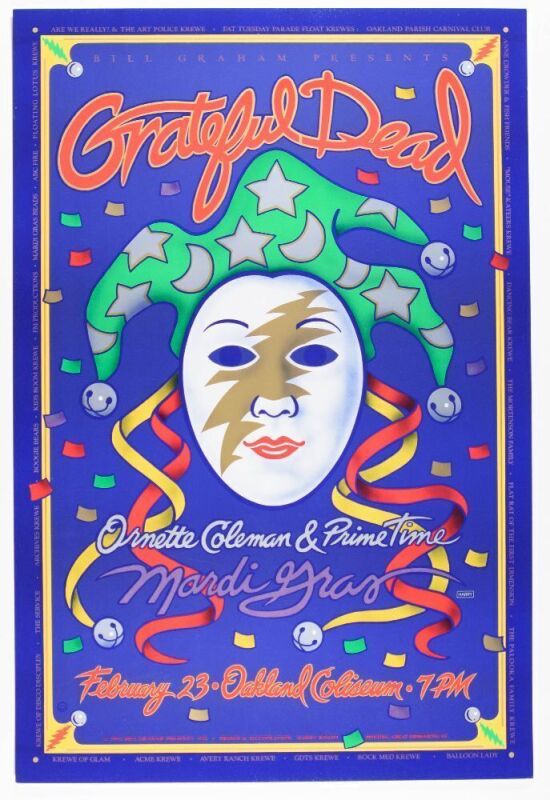 1993 BPG-72 Grateful Dead Mardi Gras Oakland Poster Near Mint 87