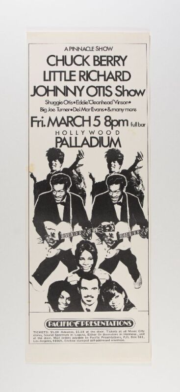 1971 Chuck Berry Little Richard Hollywood Palladium Poster Excellent 73
