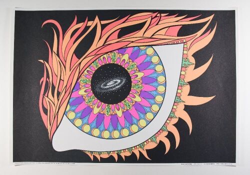 1969 Marcia Hoffer Andromeda Mandala Blacklight Poster Near Mint 87