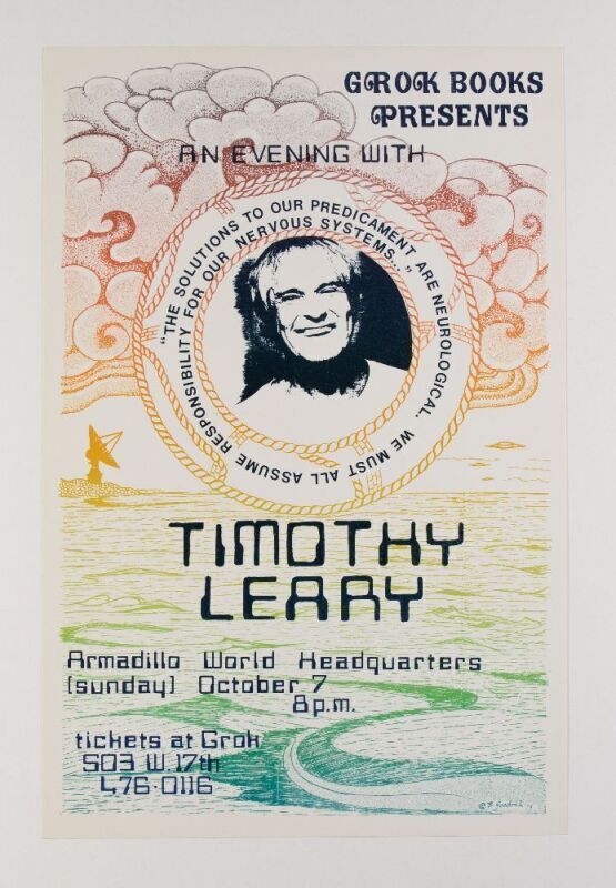 1979 An Evening with Timothy Leary Armadillo World Headquarters Austin Poster Near Mint 85