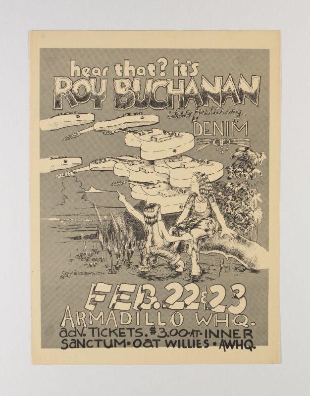 1974 Roy Buchanan Armadillo World Headquarters Austin Poster Near Mint 81