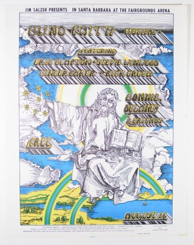 1969 AOR-3.42 Blind Faith Delaney Bonnie & Friends Earl Warren Santa Barbara Poster Excellent 77