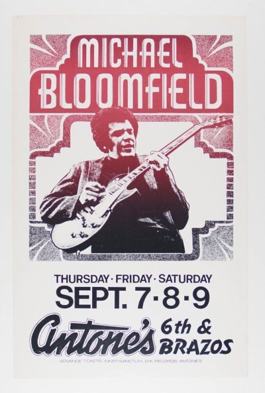 1978 Mike Bloomfield Antone's Austin Poster Excellent 77