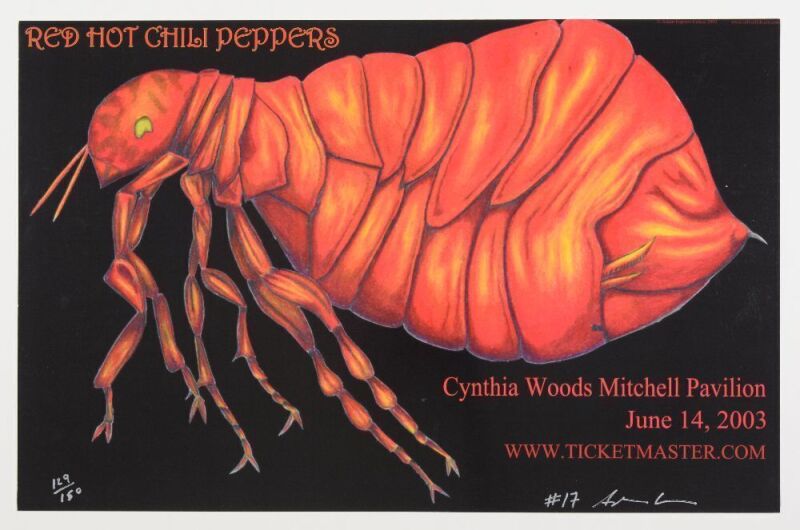 2003 Red Hot Chili Peppers Cynthia Woods Mitchell Pavillion LE Signed Adam Cohen Poster Mint 91