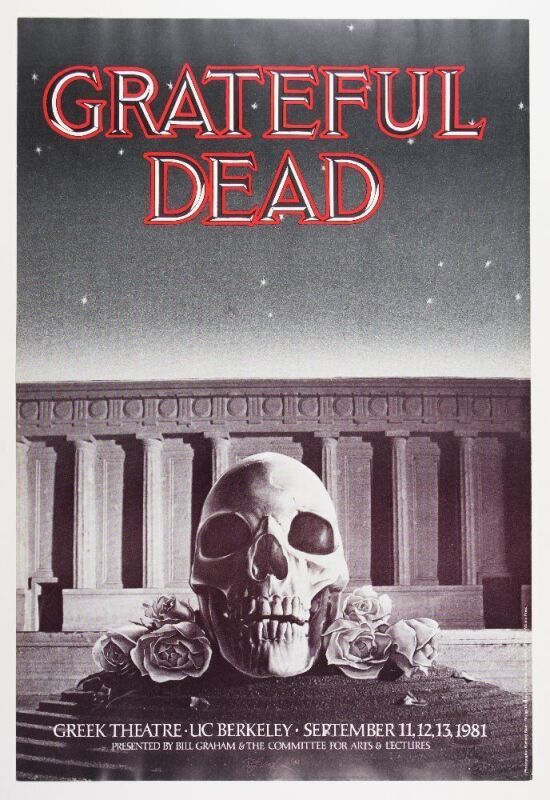 1981 Grateful Dead Greek Theater UC Berkeley Poster Near Mint 83