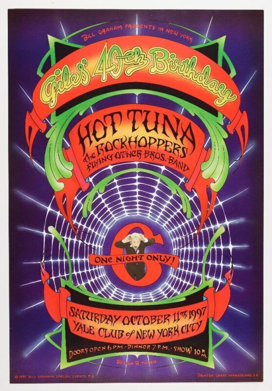 1997 Hot Tuna The Yale Club New York Poster Near Mint 87