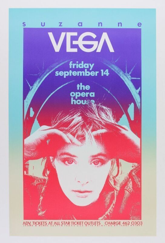 1990 Suzanne Vega Austin Opera House Poster Excellent 77