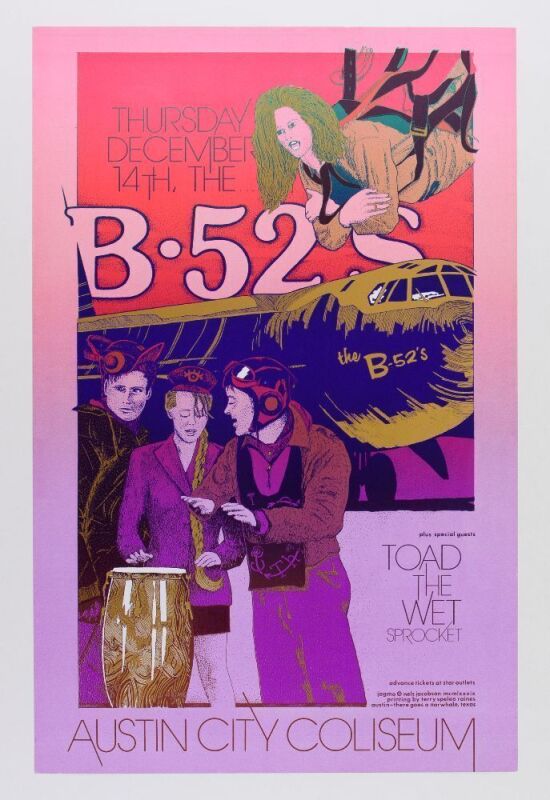 1989 B-52's Austin City Coliseum Poster Excellent 77