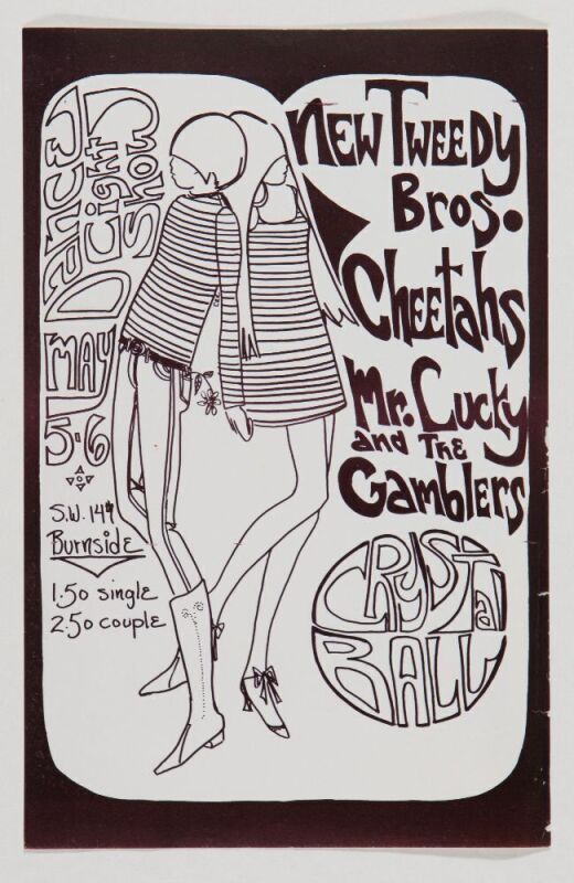 1967 New Tweedy Brothers Cheetahs Crystal Ballroom Portland Handbill Near Mint 87