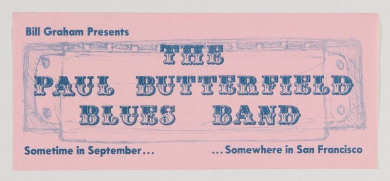 1966 Bill Graham Presents The Butterfield Blues Band Somewhere In San Francisco Handbill Mint 91