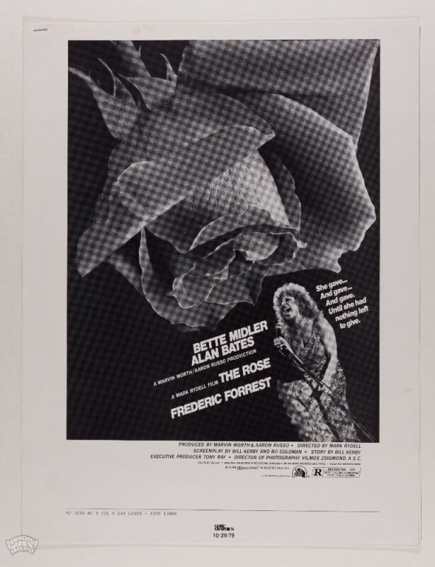 1979 Bette Midler Alan Bates The Rose Movie Proof Poster Excellent 79