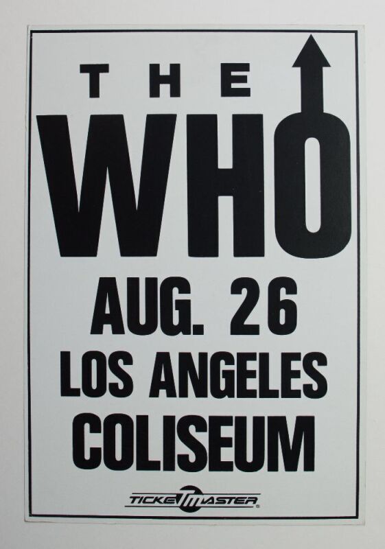 1989 The Who Los Angeles Coliseum Cardboard Poster Excellent 75