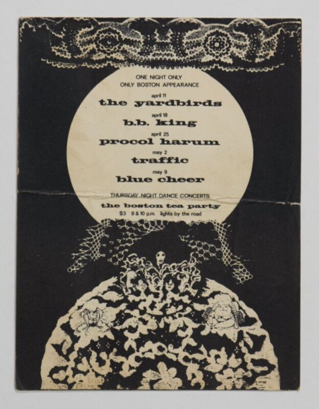 1968 Yardbirds B.B. King Boston Tea Party April and May Calendar Handbill Extra Fine 61