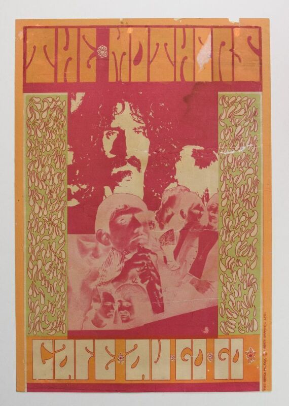 1967 Frank Zappa and The Mothers Of Invention Cafe Au Go Go Poster Fine 50