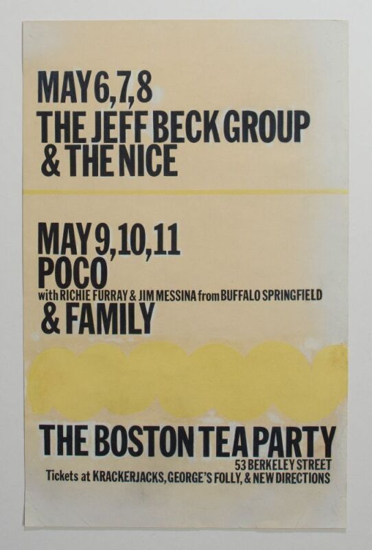 1969 The Jeff Beck Group The Nice Poco The Boston Tea Party Poster Fine 59 RESTORED
