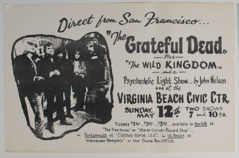 1968 Grateful Dead Virginia Beach Civic Center Poster Extra Fine 65