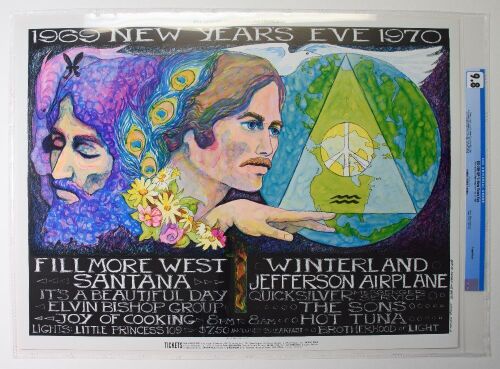 1969 BG-209 Jefferson Airplane Santana Hot Tuna NYE Winterland & Fillmore West Poster CGC 9.8