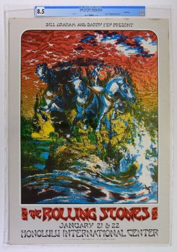 1973 AOR-4.147 Rolling Stones Honolulu International Center Hawaii Poster CGC 8.5