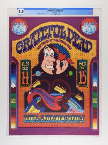 1971 AOR-4.187 Gary Grimshaw Grateful Dead Hill Auditorium University of Michigan Ann Arbor Signed Grimshaw Poster CGC 6.5